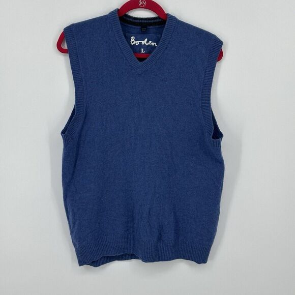 BODEN MEN'S 100% LAMBS WOOL PULL ON SWEATER VEST SIZE LARGE Preppy Cozy Winter - Picture 1 of 9